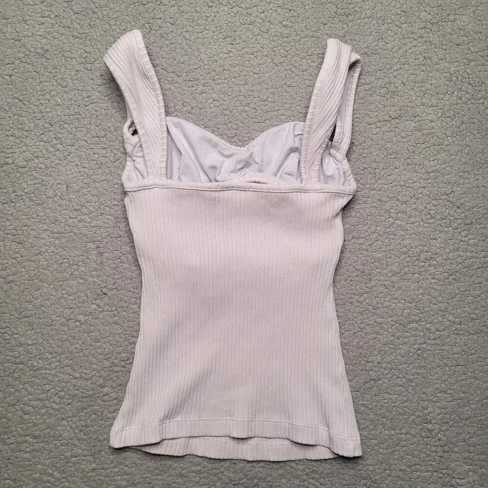Agolde Tank Top Small Frosting Isla Cut Out Ruched Ribbed Bustier Pastel Y2K - Picture 3 of 6